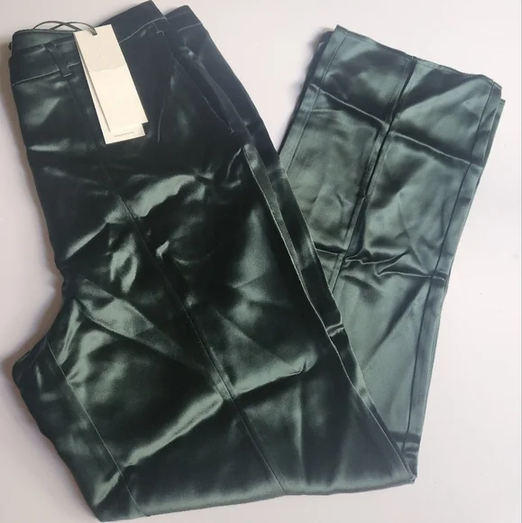 NWT Lattelier Silky Front Slit Trousers in Dark Green S? MEDIUM - Picture 5 of 12